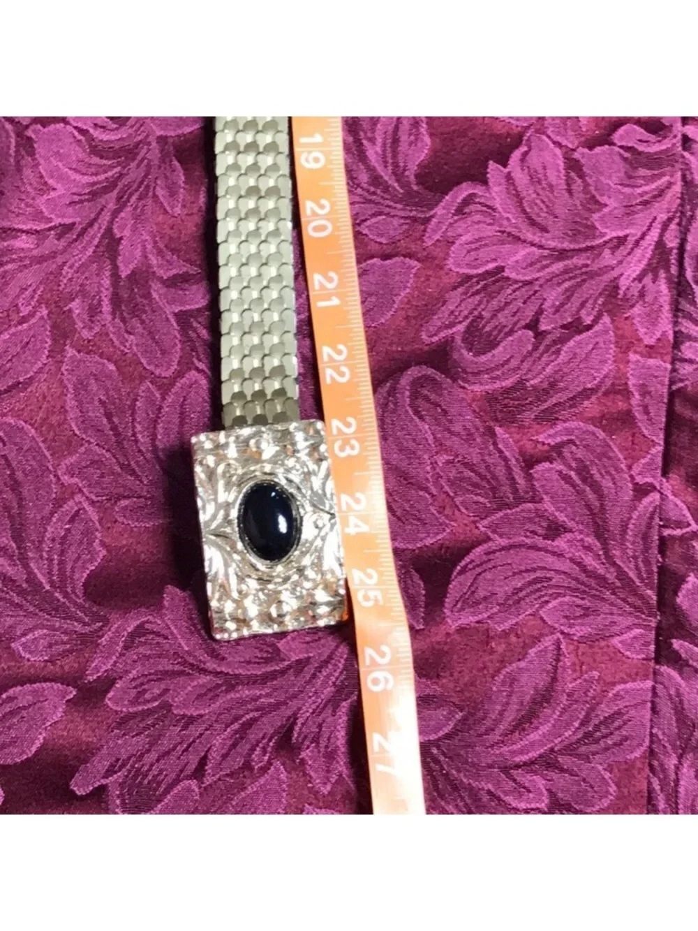 VTG, 1970s Gold Tone Stretch Belt with Black Cabochon